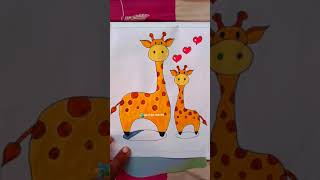 Easy and simple mom and baby giraffe drawing for beginners ||Easy mother's day drawing for beginners