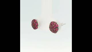 Oxidized Ruby Cluster Stud Earrings