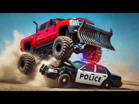 POLICE CHASE TRUCK WITH PLOW! (BeamNG)