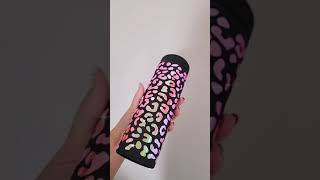 Strata Cups skinny tumbler | Teckwrap hot pink opal holographic Cheetah print tumbler