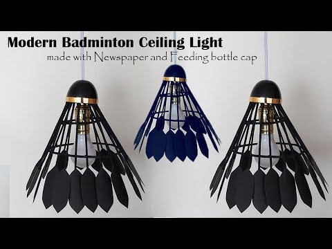 Modern Ceiling light with waste materials l l Badminton Ceiling light with Newspapers & bottle cap