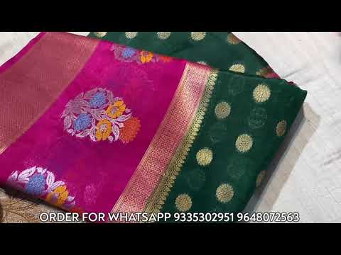 Banarasi georgette Warm silk saree golden zari buti