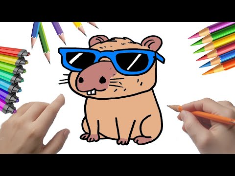 Cómo dibujar un capibara con lentes de sol para colorear