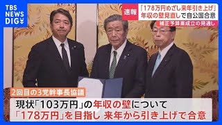 年収の壁「178万円を目指して来年から引き上げ」 自民・公明と国民民主3党が合意｜TBS NEWS DIG