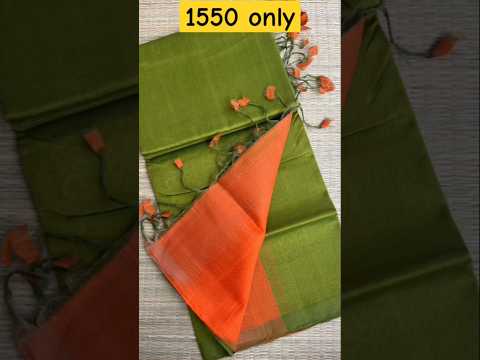 Mangalagiri pattu plain saree with Ikkat pallu& blouse WHATSAPP 9790271649 With Blouse