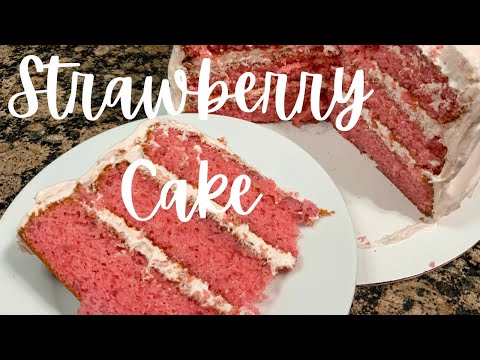 Easy Strawberry Cake w/ Whipped Strawberry Cream Cheese Frosting | How to Make Strawberry Cake