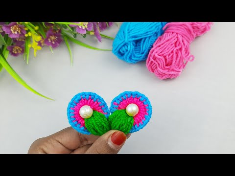 It's so Cute !! Super Easy Flower Craft Ideas with Finger -DIY Woolen Flowers -Hand Embroidery Trick