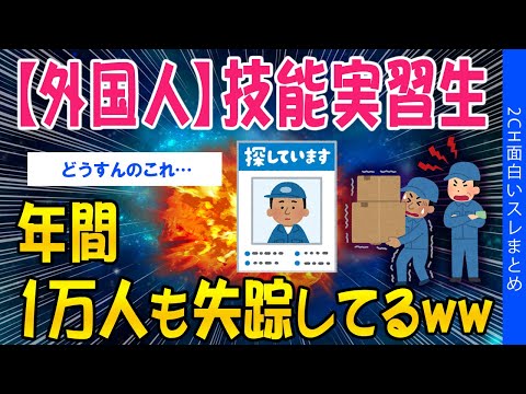 【2ch考えさせられるスレ】【外国人】技能実習生、年間1万人が失踪してるｗｗ【ゆっくり解説】