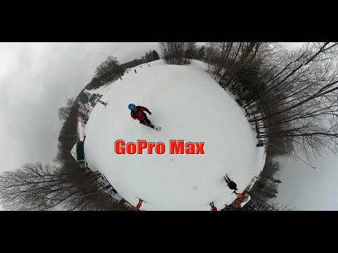 GoPro Max 360 degree camera.  Alpine Snowboard and Invisible Selfie Stick