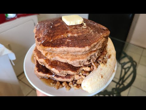 Homemade Whole grain banana nut pancakes