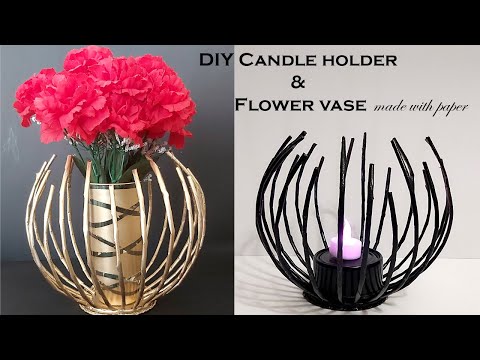 DIY Candle holder and Flower vase- made with paper l l Best out of waste