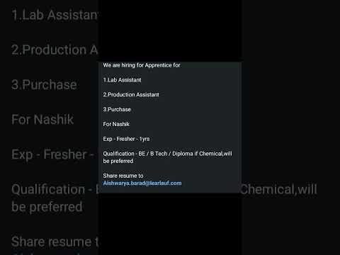 #Posted -24/12/24 #freshers #chemical #production #assembly #nashik