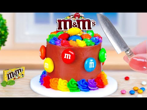 Chocolate Cake 🎂 Miniature Chocolate Cake Decorating With M&M Candy 🍬  Tiny Cakes🍫