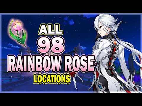 All 98 Rainbow Rose Locations - Efficient Farming Route - Arlecchino / Lyney Ascension Material