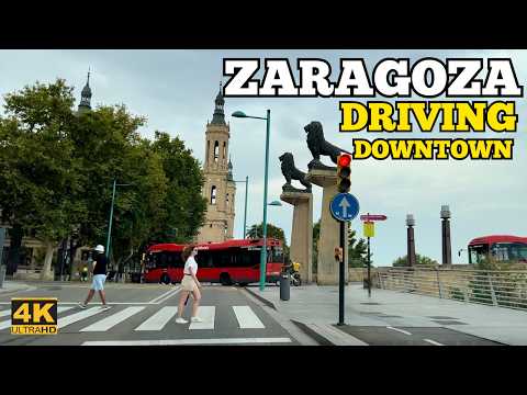 Zaragoza Driving  Downtown in a rainy day | 4K Ultra HD