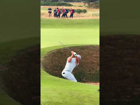 Bryson having fun in Troon's bunkers!