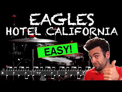 Eagles - Hotel California - Drum cover (with scrolling drum score)