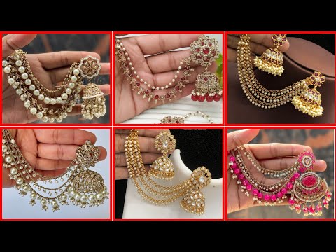 Mavika Jhumka Earrings With Eair Chain Designs (,SS Style Corner,,2024)