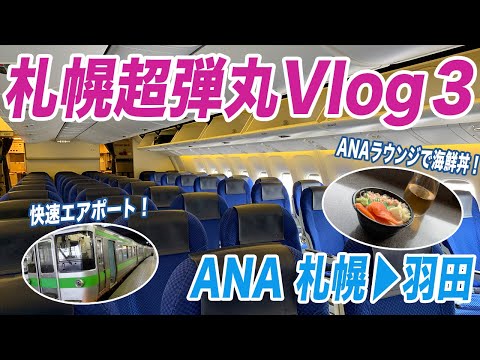 飛行機を見ながら朝から海鮮丼！札幌から東京に戻ります！新千歳✈︎羽田ANA搭乗記！【札幌超弾丸Vlog３】