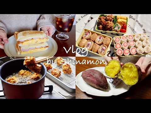 【食事vlog】お弁当を作ってピクニックに行く休日🌿｜鶏の唐揚げ、いなり寿司、ロールサンド、牛肉のフォー、ライスペーパー餃子、冷やし芋、生ぷりん雪見だいふくetc.｜自炊記録｜vlog