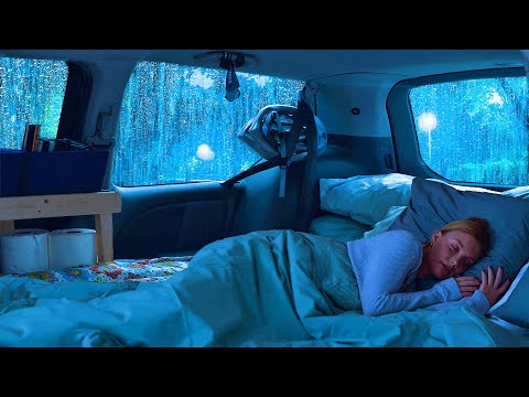 Sounds Rain & Thunder on Cozy Car ⚡ Nature Sounds for Relax, Deep Sleep, Goodbye Stress, PTSD Relief