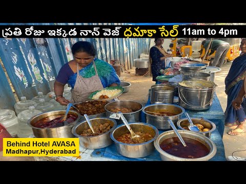 Cheapest Roadside Unlimited Meals | Hyderabad Famous Hard Working Lady Selling Meals #HomeFoodLab