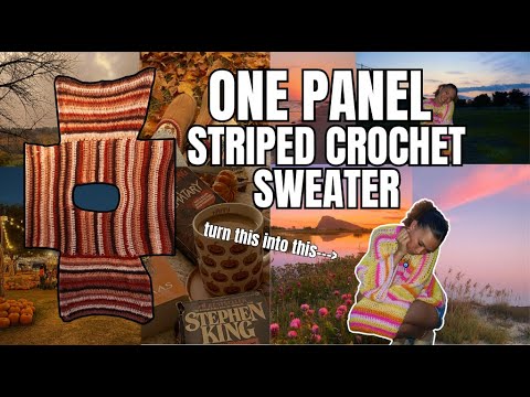 how to crochet a ONE PANEL striped crochet sweater