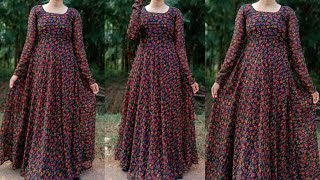 Easy Anarkali Cutting And Stiching On Meesho Printed Saree | Long Anarkali