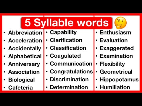 5 Syllable Word List 🤔 | Syllables in English | Types of Syllables | Learn with examples