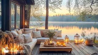 Sweet Jazz Melody In Luxury Balcony By The Lake ❄️ Smooth Jazz Piano Music Make You Happy All Day