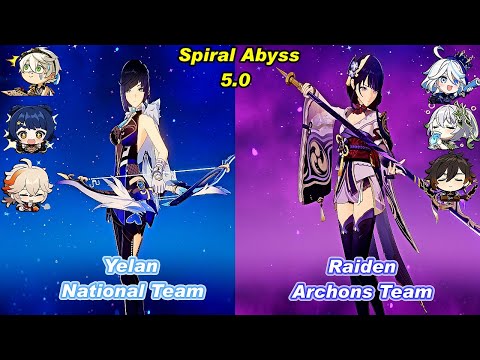 (5.0) C0 Yelan National Team & C0 Raiden Archons Team Spiral Abyss Floor 12 Full Star