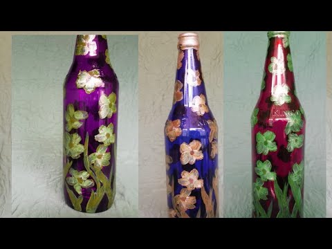 Glass Bottle Painting (Up Cycle Beer Bottle) [ DIY ] || Wayanadan Recipe