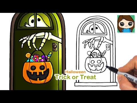 How to Draw Trick or Treat Skeleton 💀 Haunted House