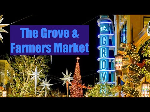 Farmers Market & The Grove Shopping Center.   Walk around World Famous Tourist Attraction.  #4k