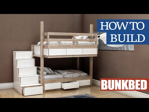 DIY Twin/Full Bunk Bed Plans with Storage Drawers