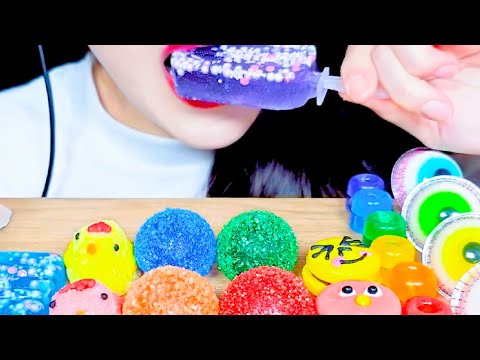 ASMR Crunchy Kohakuto Rainbow Dessert, Gummy Balls Eating Vlog, Mukbang @SongyiASMR