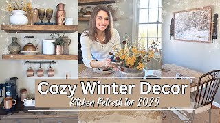 Cozy Winter Kitchen Decor | Open Shelves, Coffee Bar & Tablescape Ideas for 2025