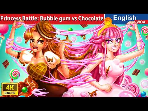 Princess Battle: Bubble gum vs Chocolate 🍦🍫🌛 Fairy Tales in English @WOAFairyTalesEnglish