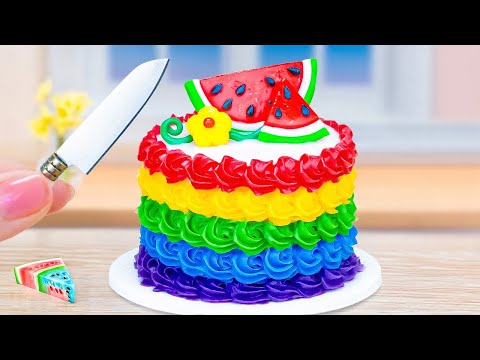 Amazing Melon Cake Satisfying Miniature; Decorating Rainbow | Tiny Cake