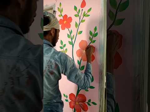 Flower Wall Painting 🌺🌺🌺 #painting #2024 #art #flowers #shorts