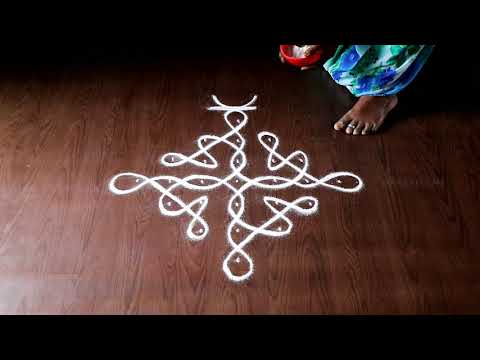 7 dots kambi kolam | chukkala mugguluu design 7 dots melikala mugguluu 7 dots rangoli design simple