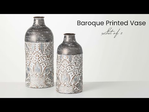 Baroque Printed Metal Vase Set