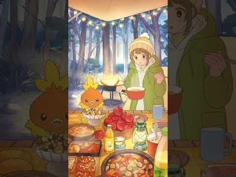 Enjoy a picnic feast by the fire with Torchic! 🔥 😊