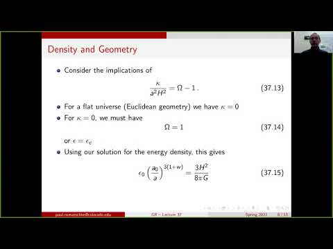 GR lecture 37: Scale Factor Evolution