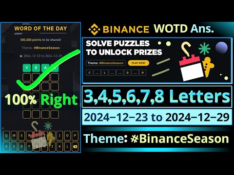 Binance Season WOTD | Binance New WODL Answers Today | All Letters Word of the day