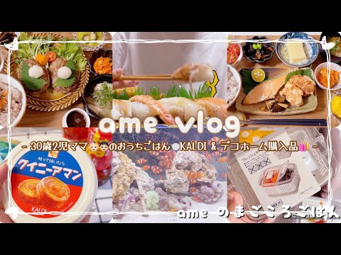 【主婦vlog】おうちごはんとKALDI & デコホーム購入品🛍️/運動会🏃/高級プリン🍮/水族館🐟/食事記録【日常vlog/主婦の日常/cooking/料理vlog】