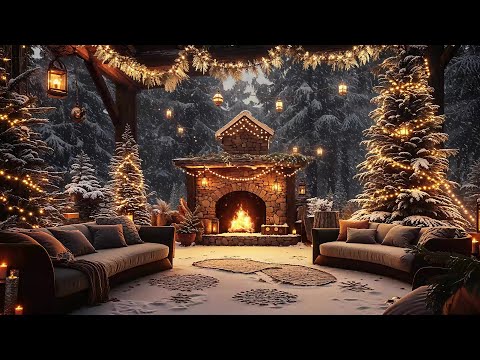 Snowy Porch Nights 🎄 Smooth Jazz and Fireplace Warmth for Cozy Winter Evenings ❄️