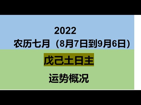 2022农历7月（戊申 8/7-9/6）戊己土日主运势