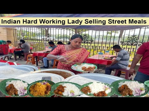 Cheapest Roadside Unlimited Non Veg Meals | Hard Working Women Selling Street Food #streetfood