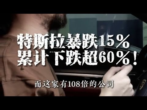 特斯拉暴跌15%，累计下跌超60%! #经济 #财经 #金融 #马斯克 #特斯拉